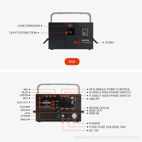 Big Dipper New Arrival 10W Laser With 30K PPS Scanner and DMX/ Auto/ Sound/ DMX/ ILDA / PC contro for project